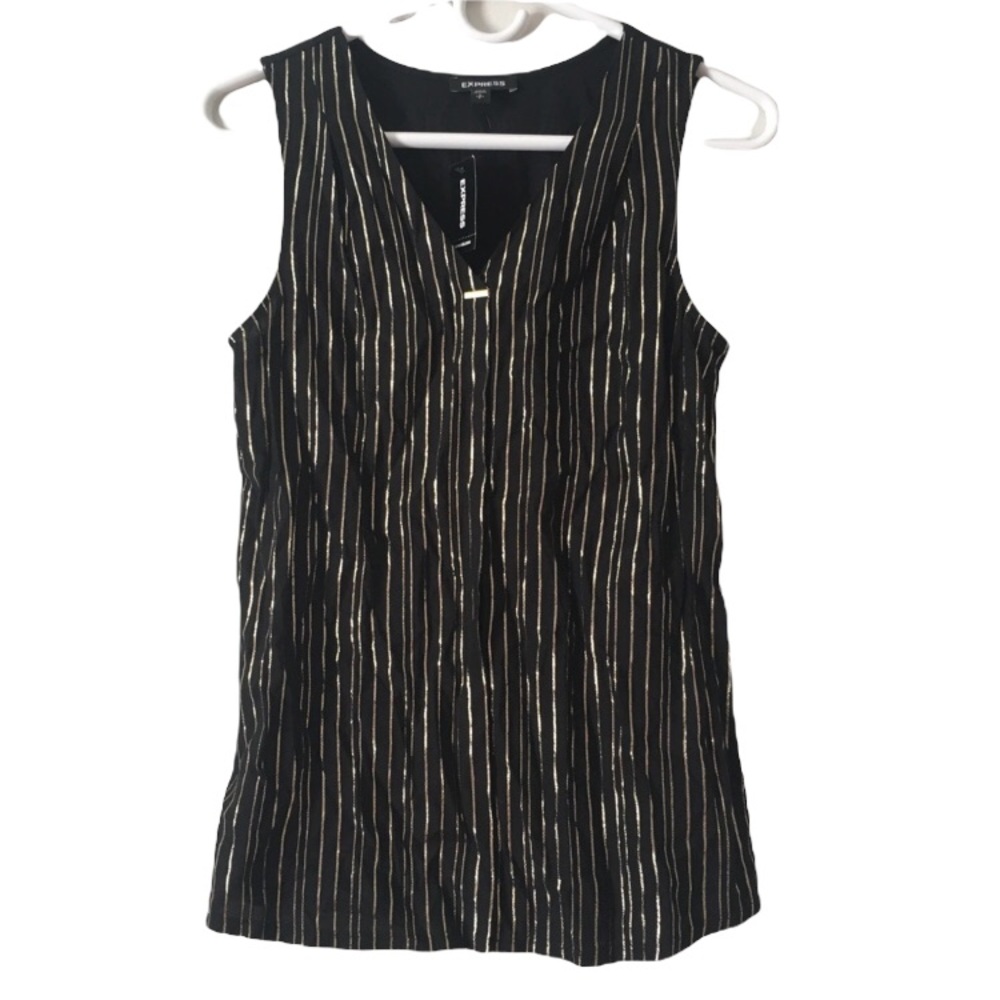 Express Black & Gold Sleeveless Blouse Small